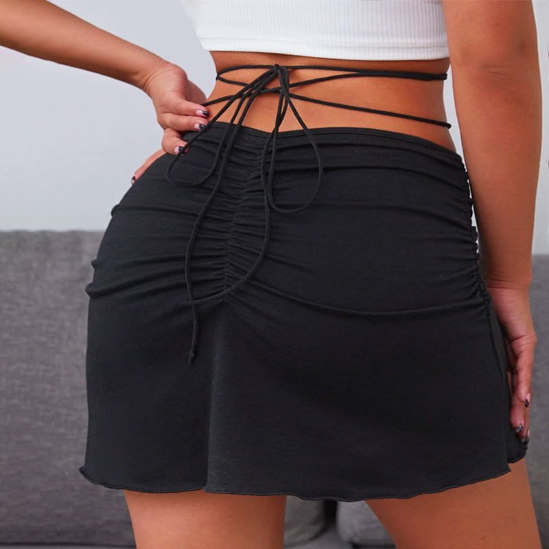 Lace Up Scrunch Butt Skirt
