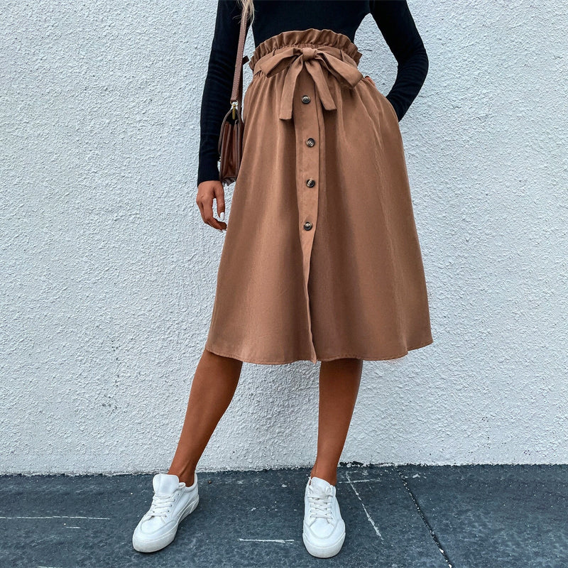 Paper Bag Waist Belted Skirt