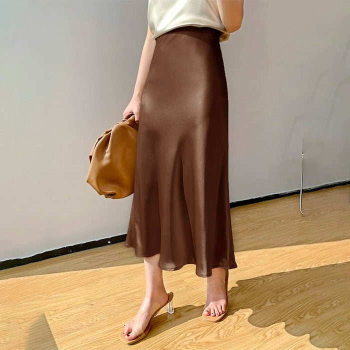 High Waist Solid A-line Skirt