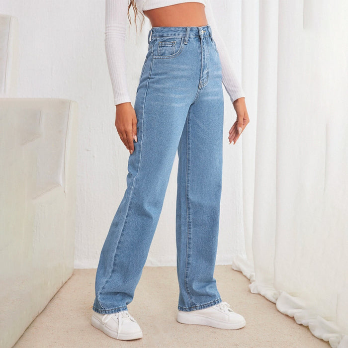 High Waisted Straight Leg Jeans