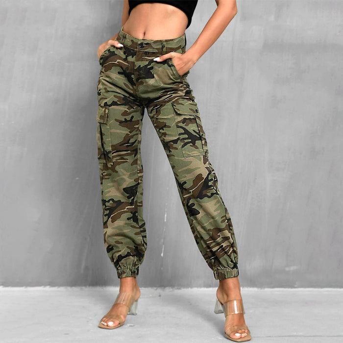 Camo Print Flap Pocket Side Jogger Jeans