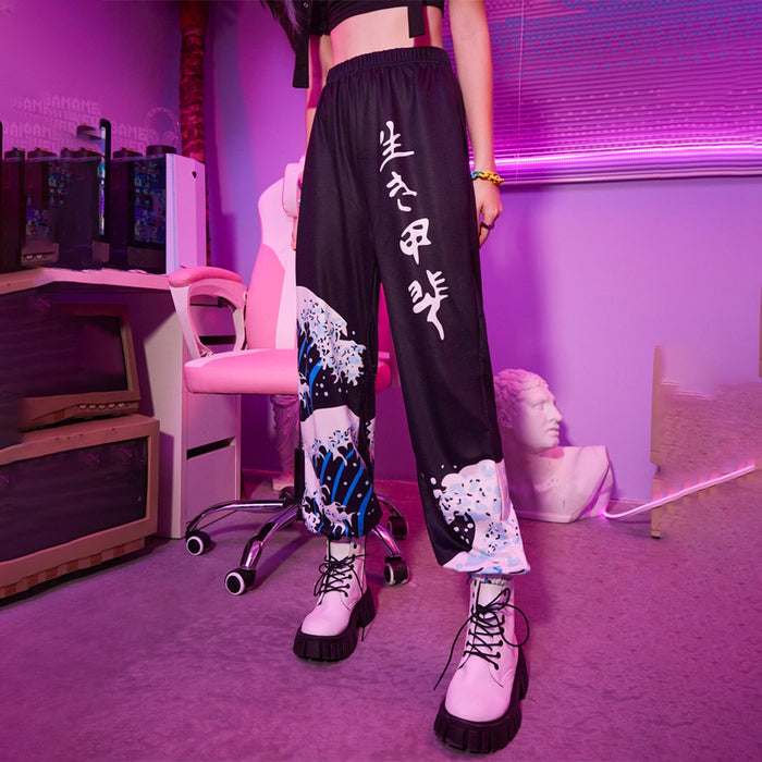 Anime Wave Graphic Sweatpants