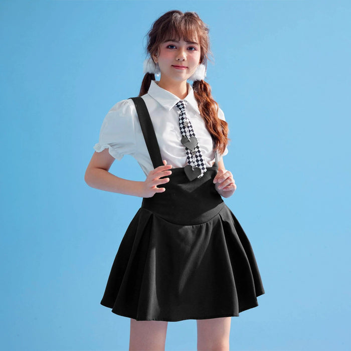 High Waist Pinafore Skirt