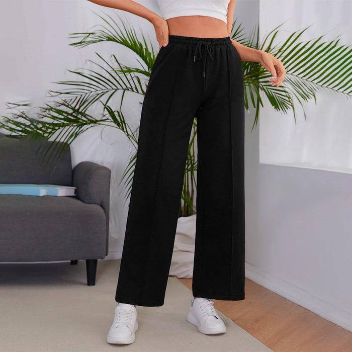 Wide Leg Front Solid Sweatpants