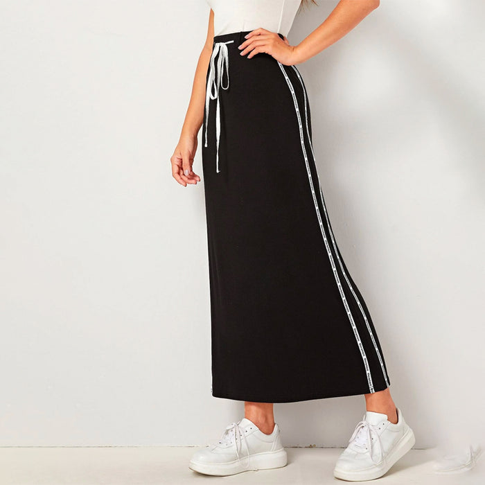 Drawstring Waist Tape Side Pencil Skirt