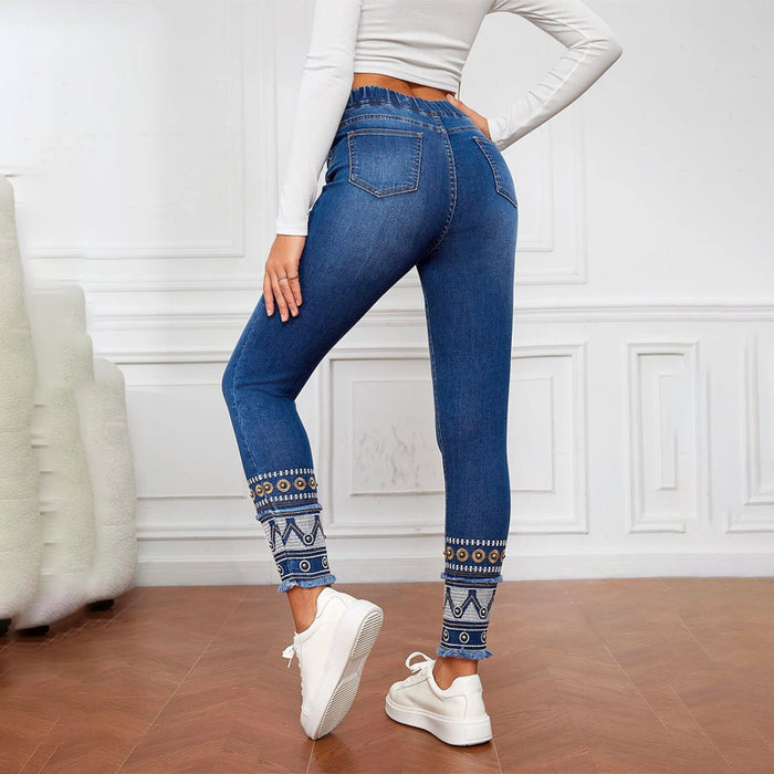 High Waist Geo Print Skinny Jeans