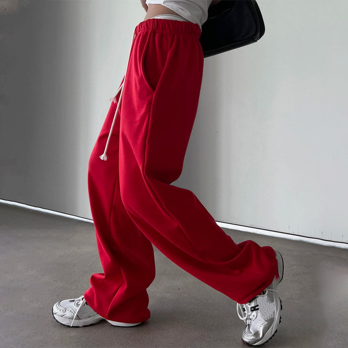 Drawstring Waist Slant Pocket Easy Wear Sweatpants