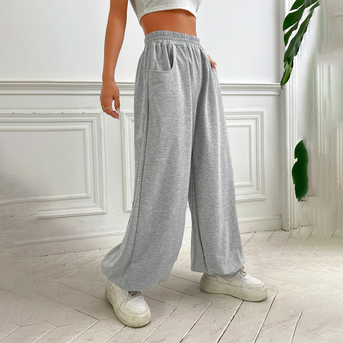 Elastic Waist Slant Pocket Loose Fit Sweatpants