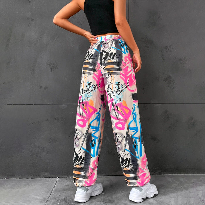 Graffiti Print Elastic Waist Sweatpants