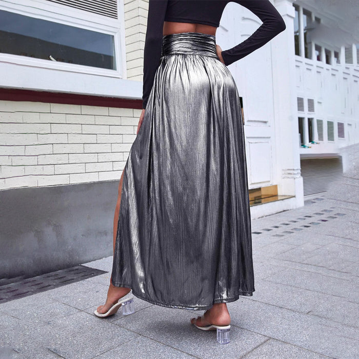 High Waist Split Thigh Casual Skirt