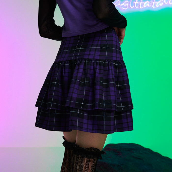 Sagittarius Plaid Lace Up Skirt