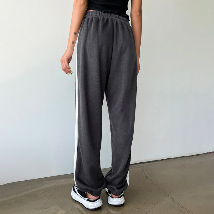 Contrast Side Seam Drawstring Waist Sweatpants