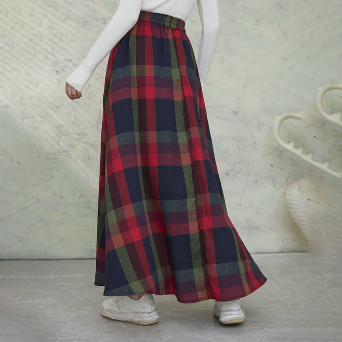 Plaid Print Pocket Detail Elastic Waist Skirt