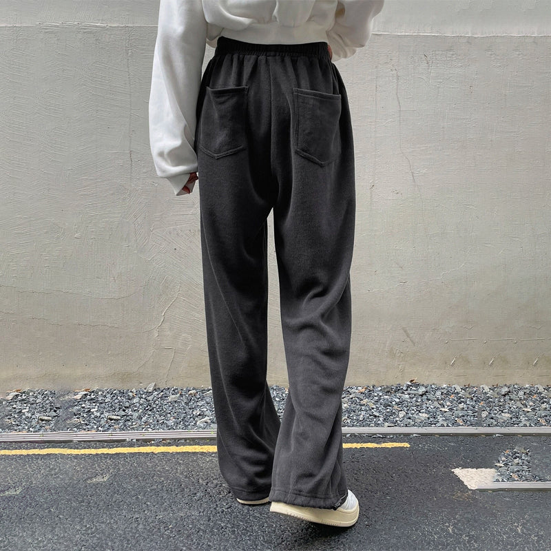 Drawstring Easy Wear Waist Pockets Patched Sweatpants