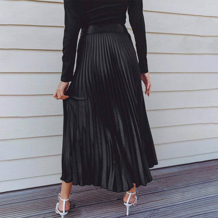 Solid Pleated Skirt