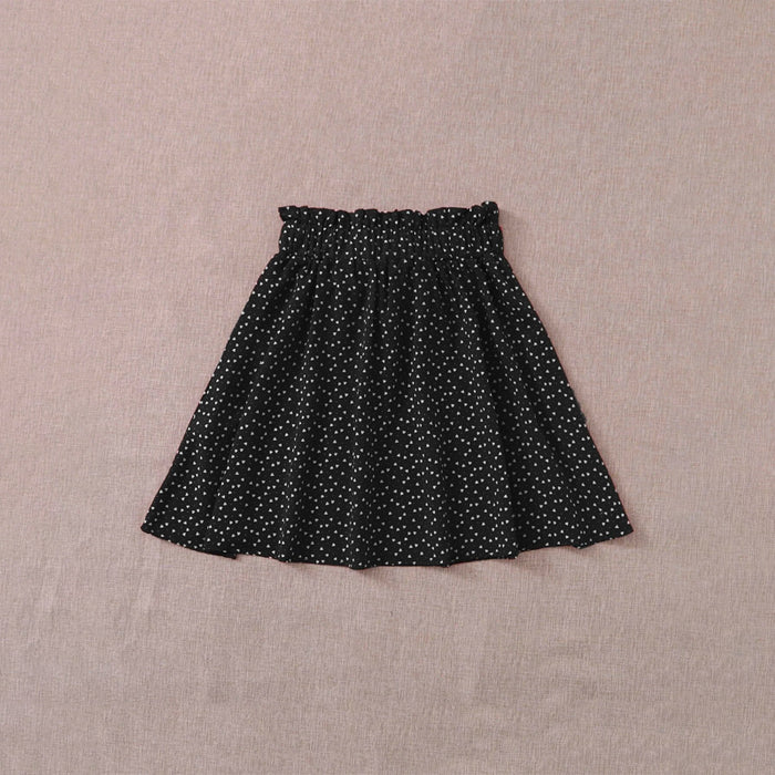 Heart Print Paperbag Waist Belted Skirt