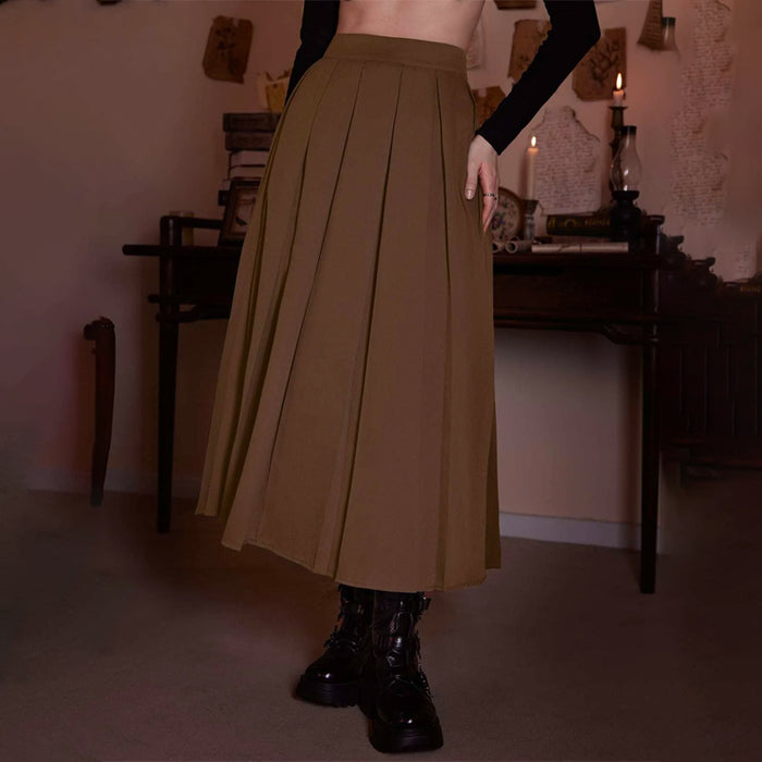 Solid Pleated Plain Skirt