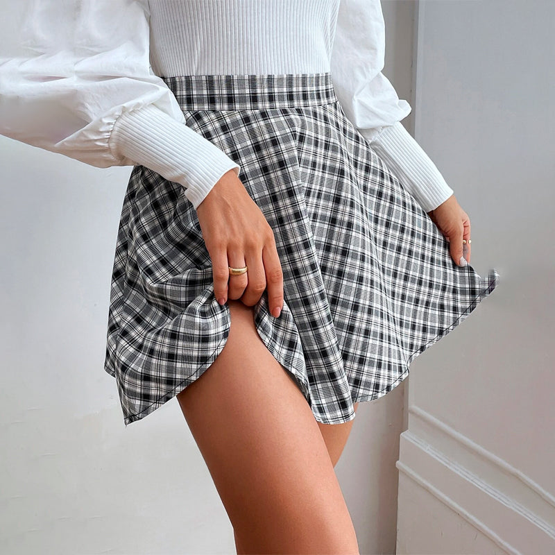 Plaid Print A-line Skirt