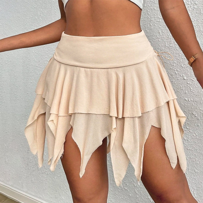 Lace Up Side Hanky Hem Skirt