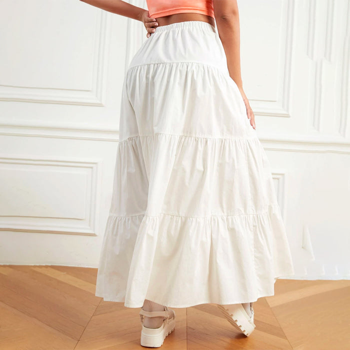 Elastic Waist Ruffle Hem Skirt