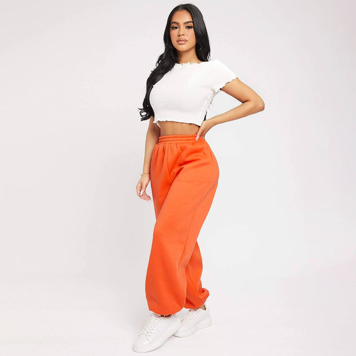 Solid Elastic Waist Easy Wear Joggers