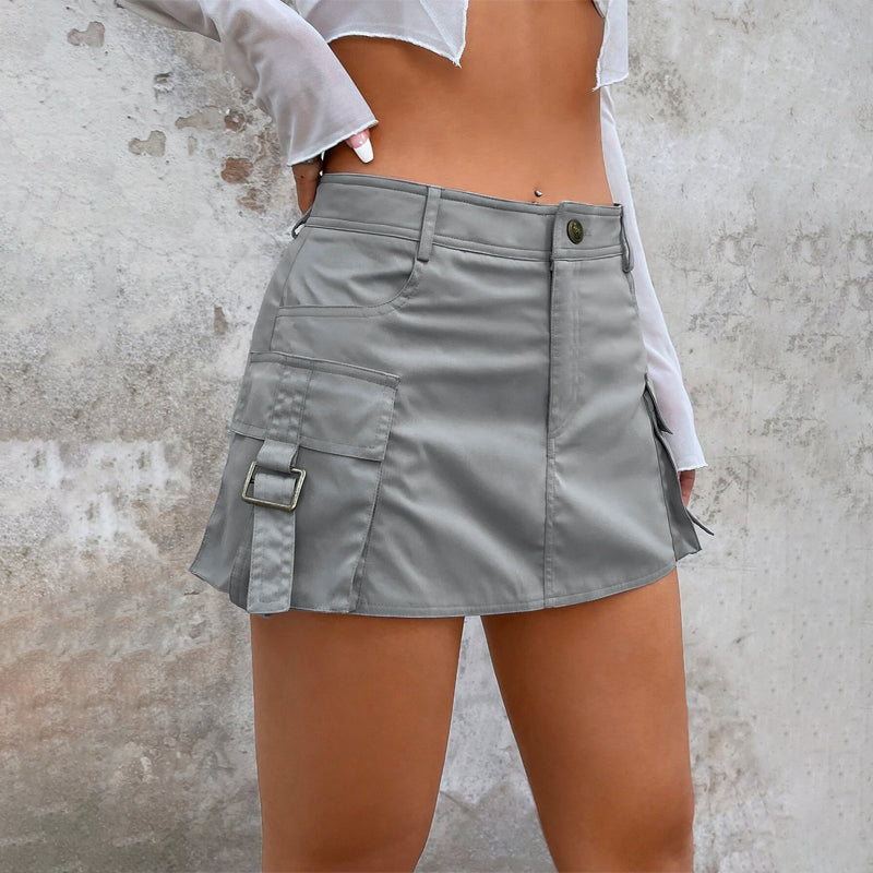 Grunge Flap Pocket Side Mini Cargo Skirt