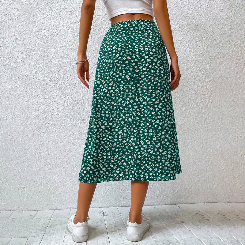 Floral Split Thigh Skirt