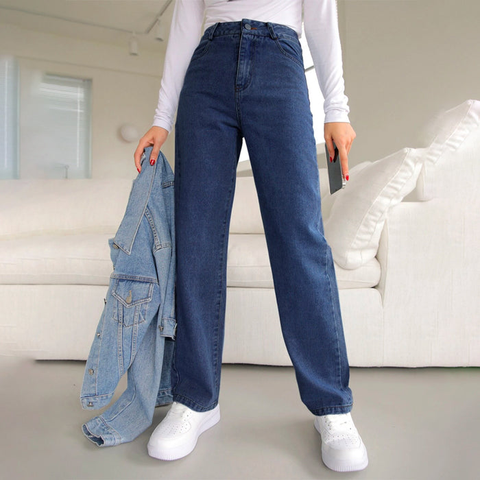 High Waisted Long Denim Jeans