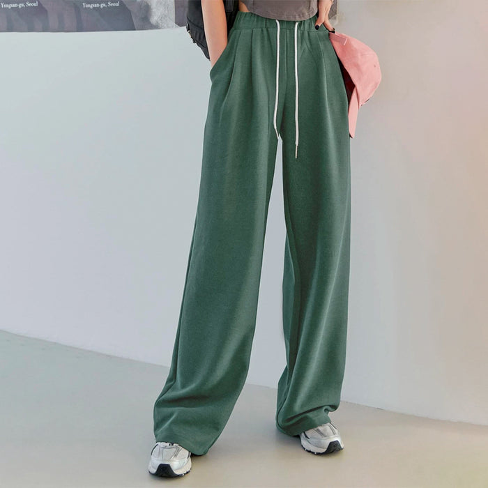 Letter Patch Drawstring Wide Leg Sweatpants