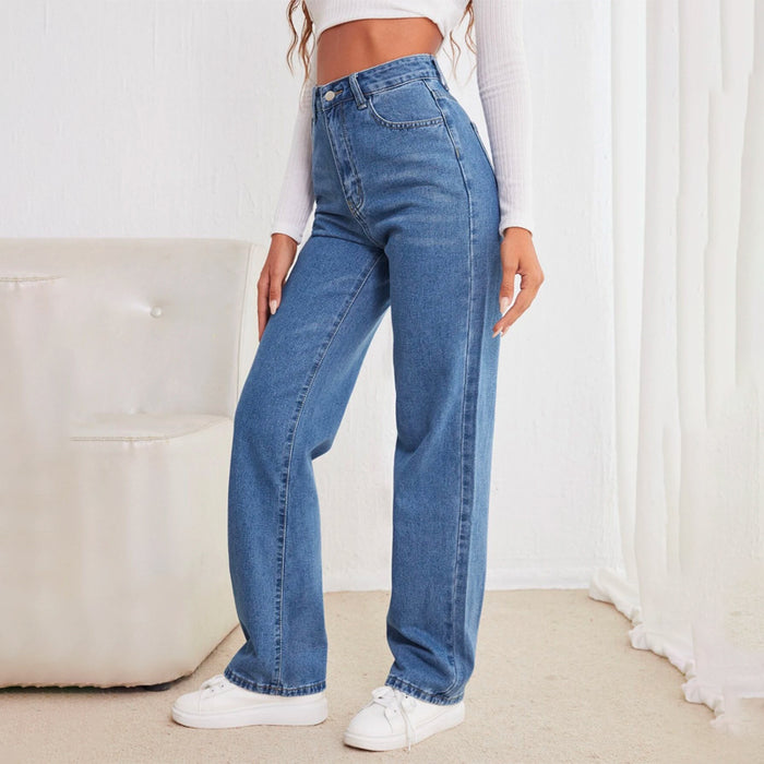 High Waisted Straight Leg Jeans