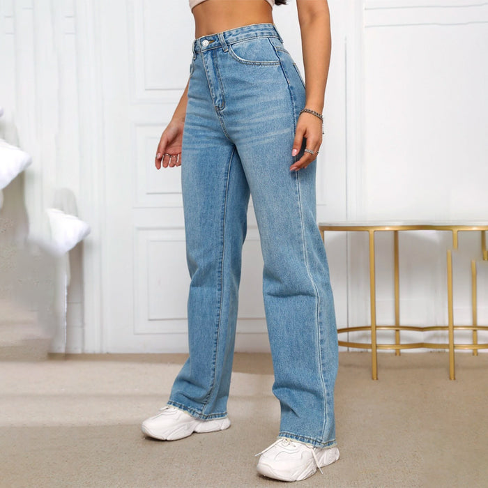 High Waist Solid Denim Jeans