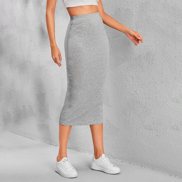 Solid Plain Pencil Skirt