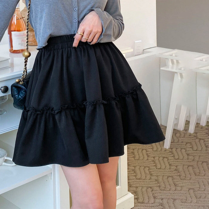 High Waist Frill Trim Skirt