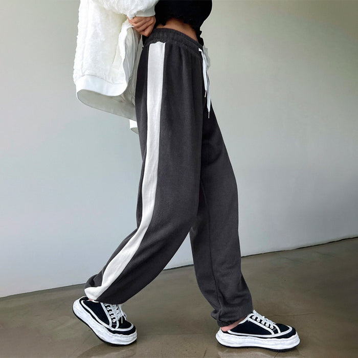 Contrast Side Seam Drawstring Waist Sweatpants