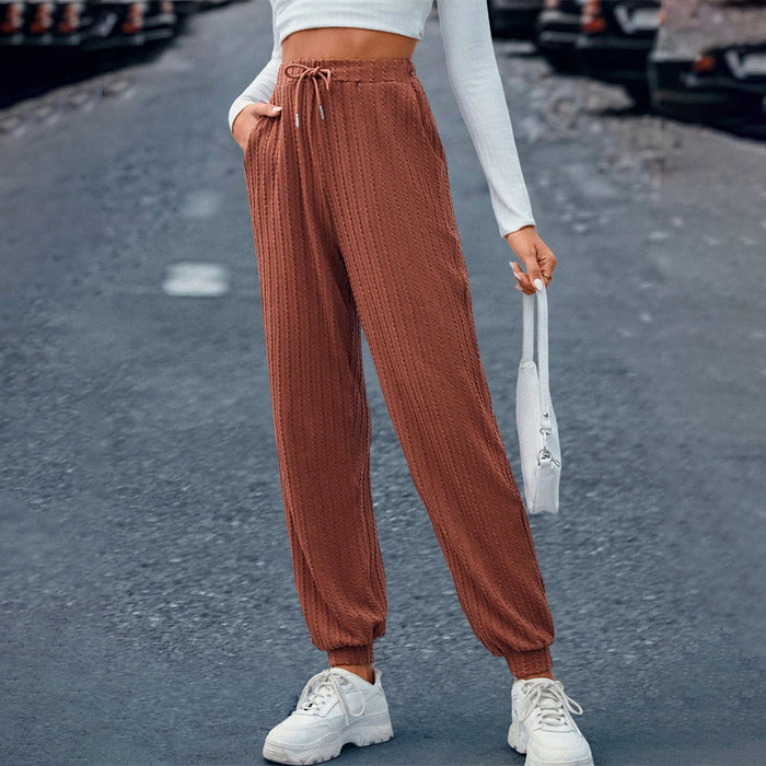 Drawstring Waist Plain Casual Sweatpants