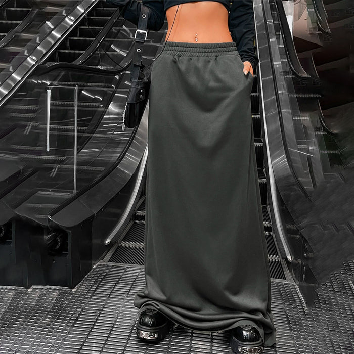 Solid Split Hem Maxi Skirt