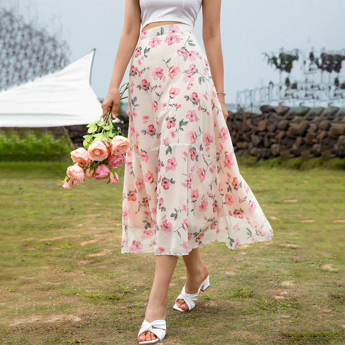 Floral Print High Waist Skirt