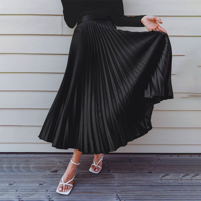 Solid Pleated Skirt