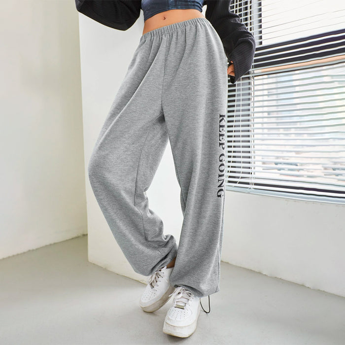 Letter Graphic Drawstring Hem Easy Wear Sweatpants