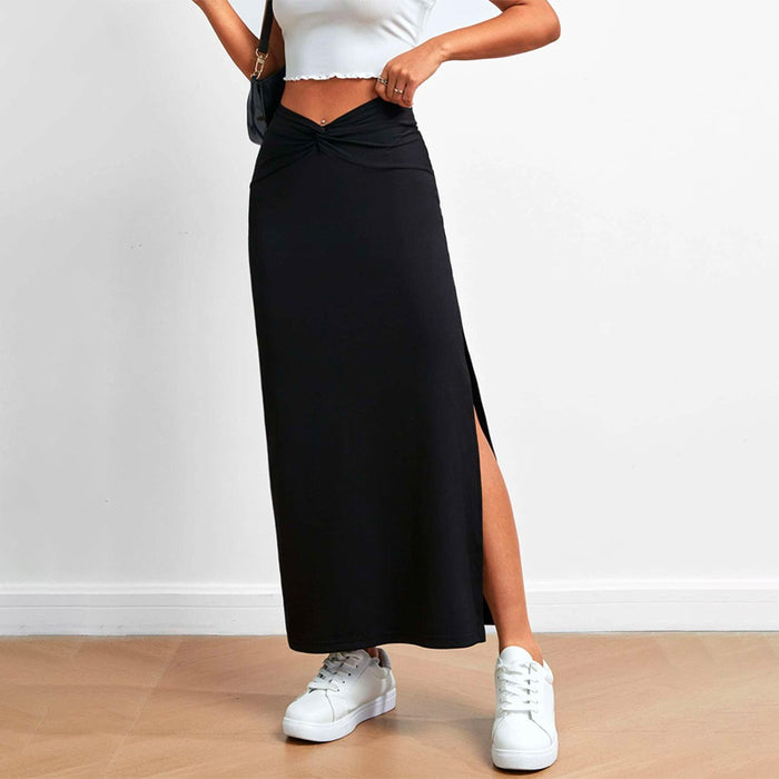 Twist Waist Split Thigh Skirt