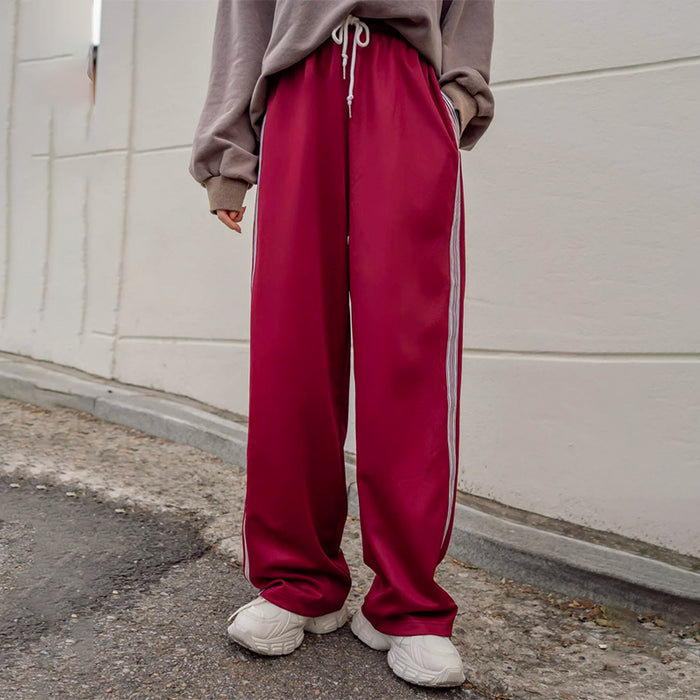 Striped Slant Pocket Wide Leg Sweatpants