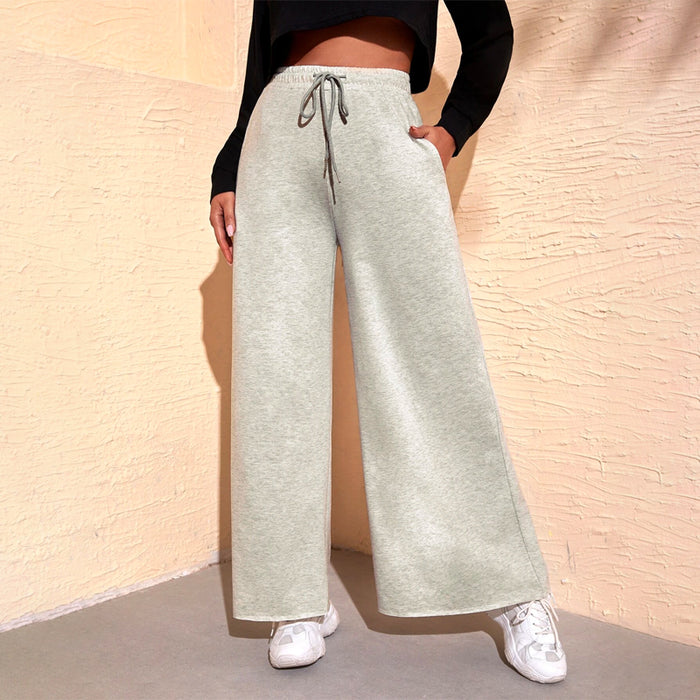 Drawstring Waist Wide Leg Slant Pocket Sweatpants