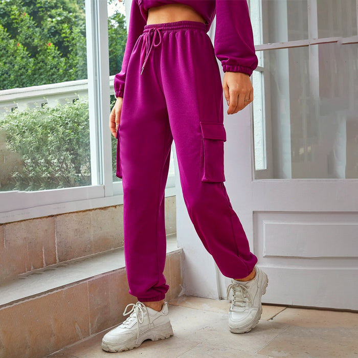 Easy Wear Flap Pocket Drawstring Waist Sweatpants