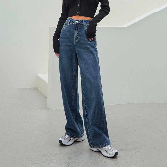 High Waist Wide Leg Easy Wear Jeans