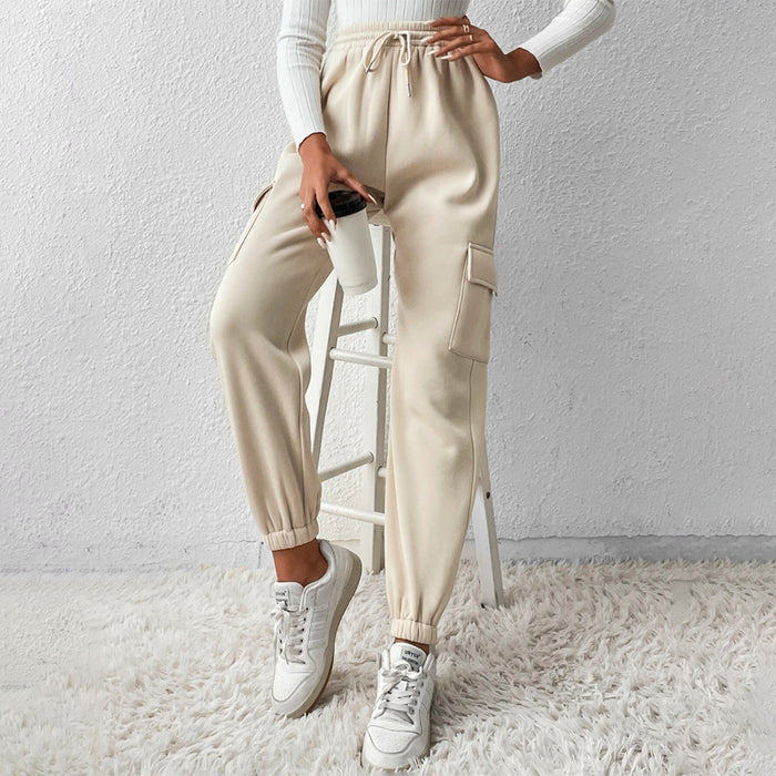 Flap Pocket Drawstring Waist Easy Wear Sweatpants