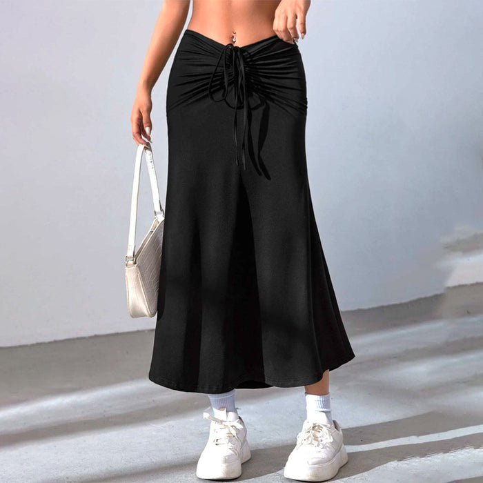 Drawstring Front Mermaid Hem Skirt