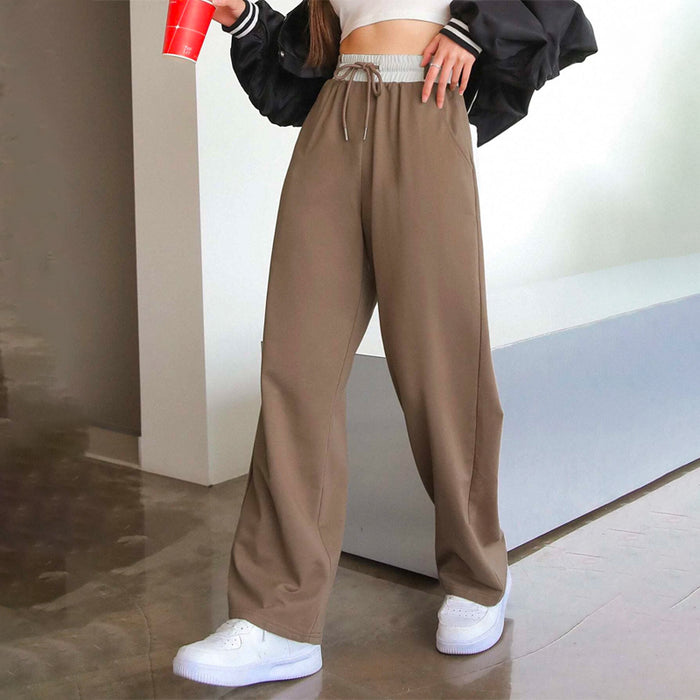 Contrast Trim Drawstring Waist Sweatpants