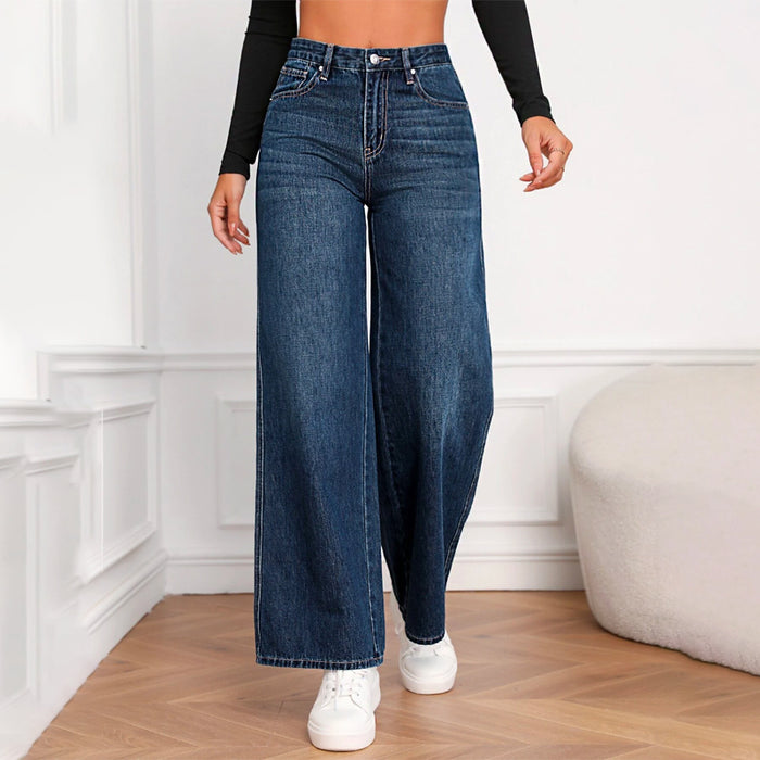 Zipper Fly Wide Leg Jeans