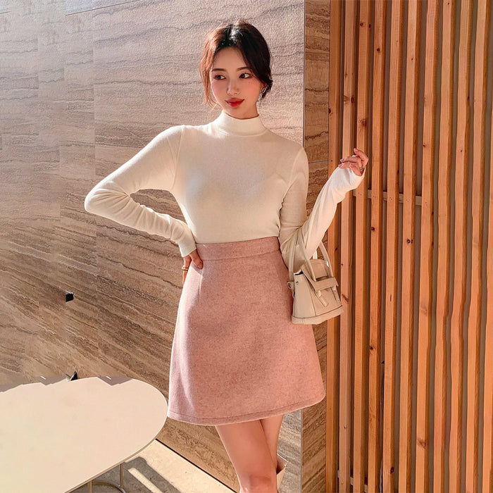 High Waist Wool-Mix Skirt