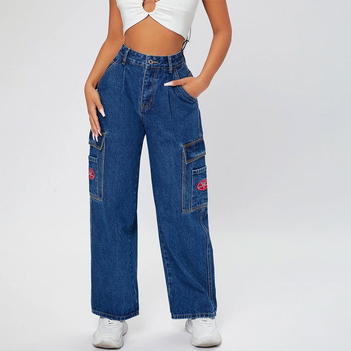 High Waist Pocket Side Wide Jeans